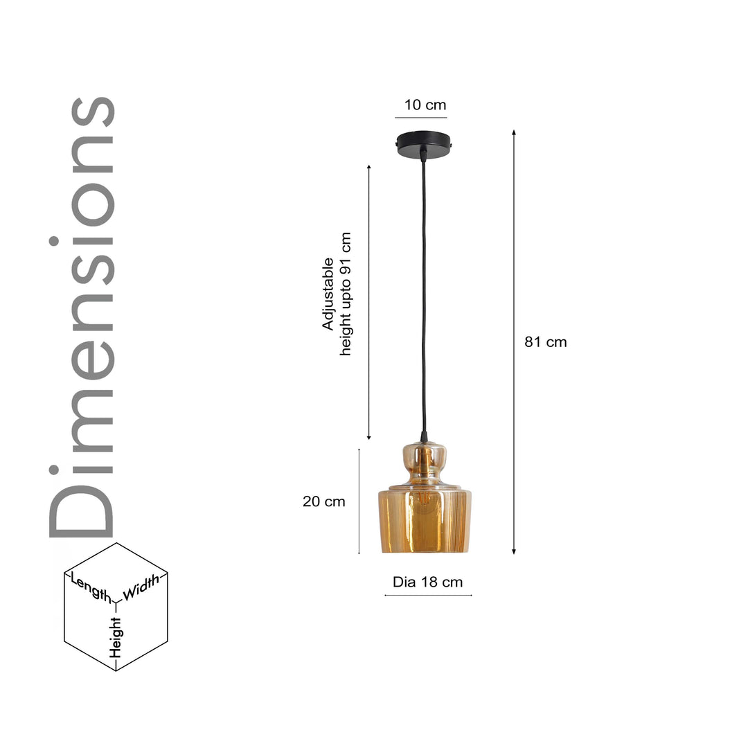 Harper Marimore Glass Pendant Lamp - Amber Luster