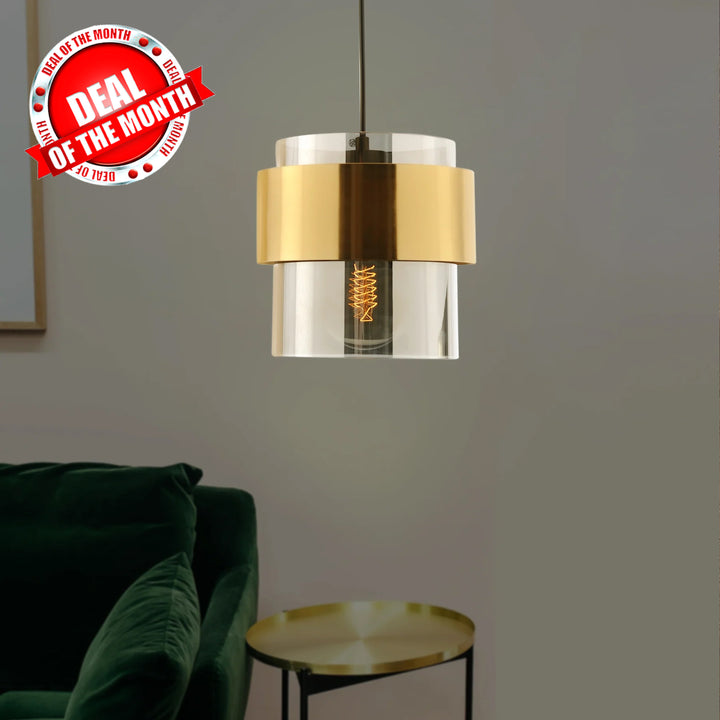 Visalia Smoke Luster and Brushed Brass Hanging Pendant Light