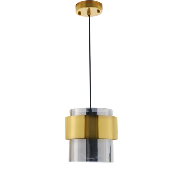 Visalia Smoke Luster and Brushed Brass Hanging Pendant Light