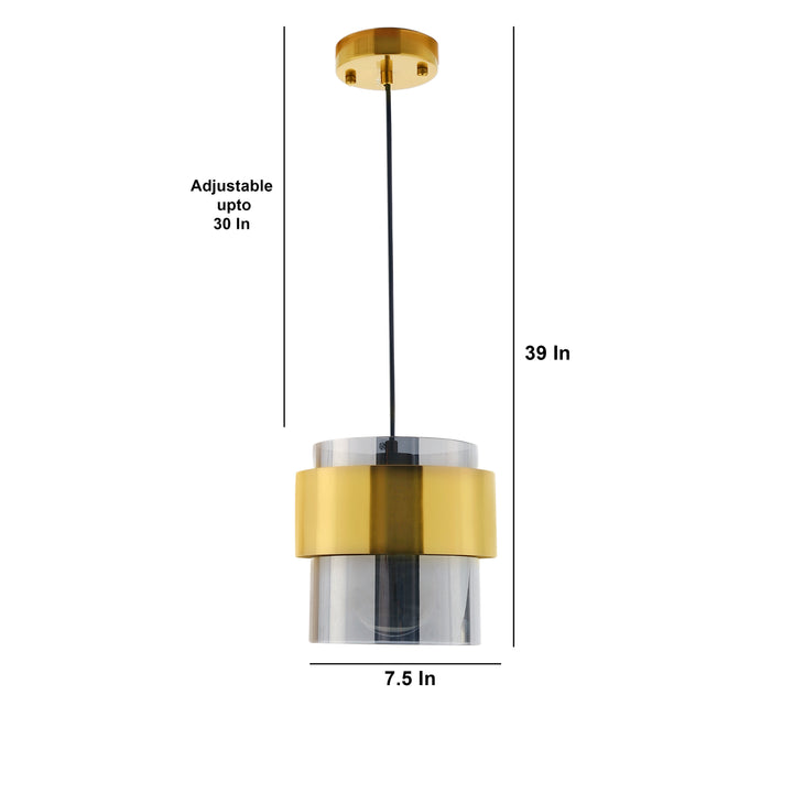 Visalia Smoke Luster and Brushed Brass Hanging Pendant Light