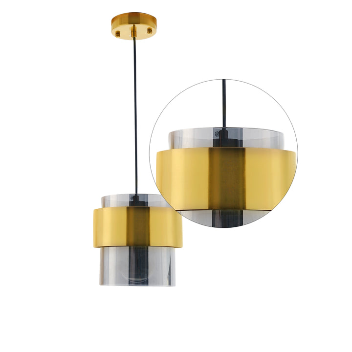 Visalia Smoke Luster and Brushed Brass Hanging Pendant Light