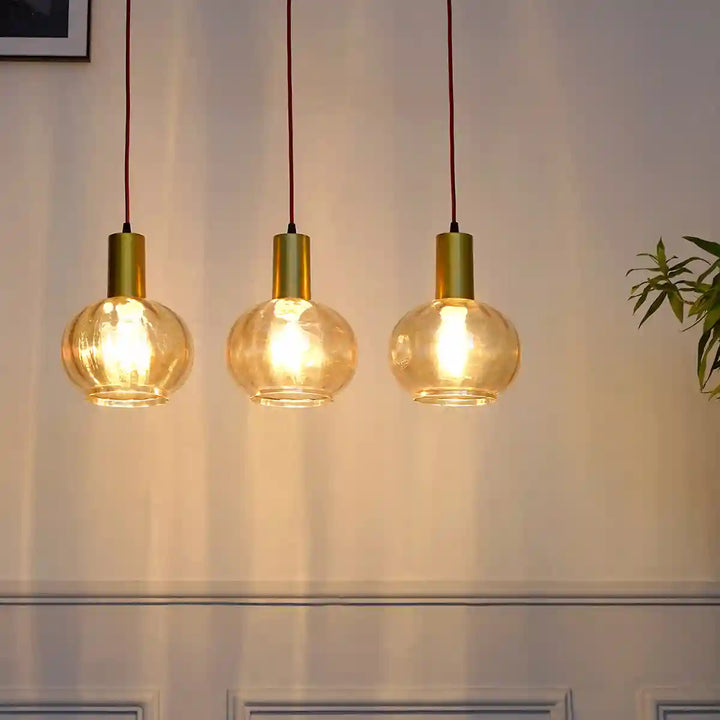 OPALINE Globe Linear Cluster Hanging Pendant Light In Smoke Glass And Chrome Finish Metal