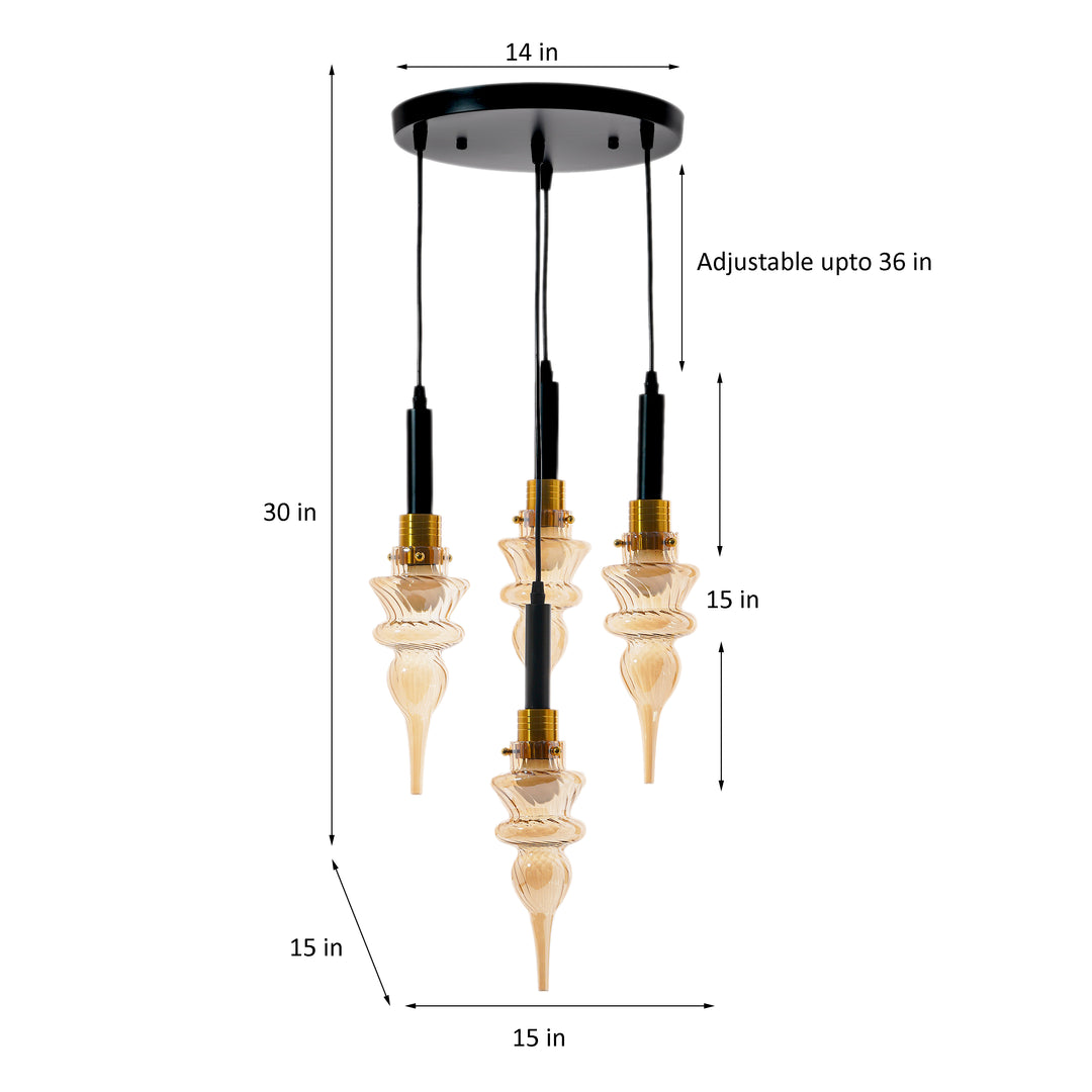 MONTEFINO ROUNG Amber Glass Hanging Light