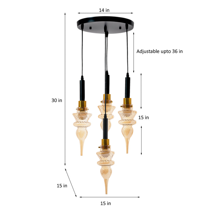 MONTEFINO ROUNG Amber Glass Hanging Light