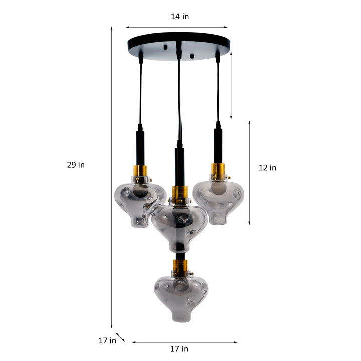 QUINN Roung Smoke Glass Hanging Light