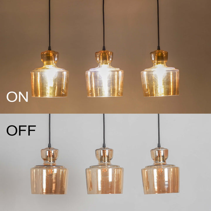 CORALIE Cluster Hanging Light In Amber Glass And Black Finish Metal
