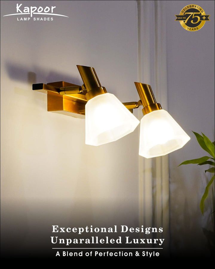 Ainsley 2 Light Brass and Glass Wall Light