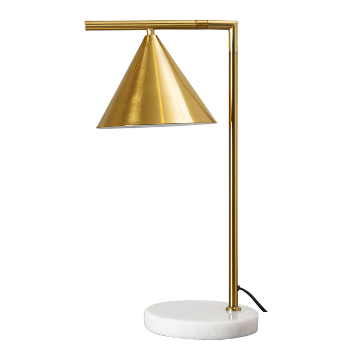 MARSDEN White Marble and Brass Finish Metal Table Study Lamp