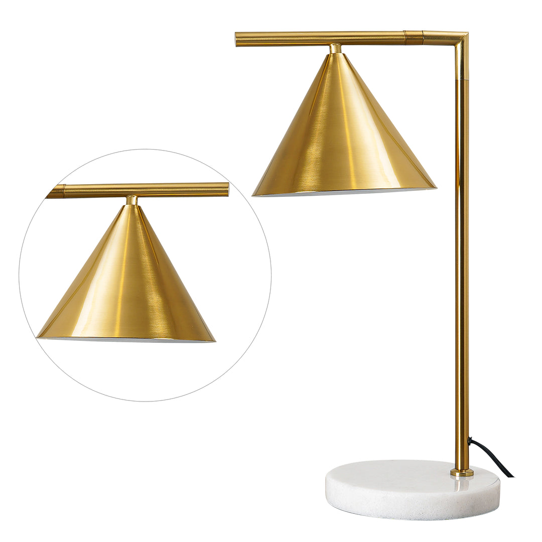 MARSDEN White Marble and Brass Finish Metal Table Study Lamp
