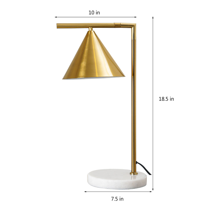 MARSDEN White Marble and Brass Finish Metal Table Study Lamp