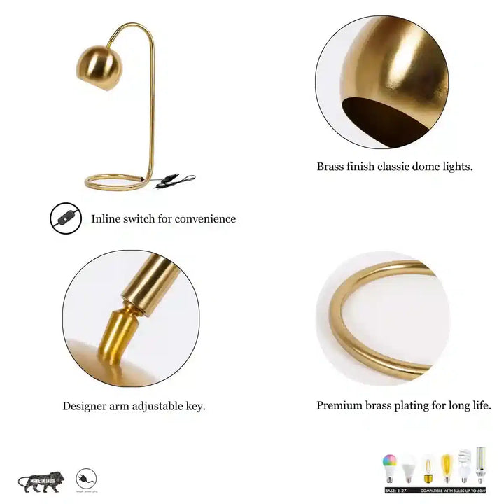 Tokyo Gold Finish Metal Study Table Lamp