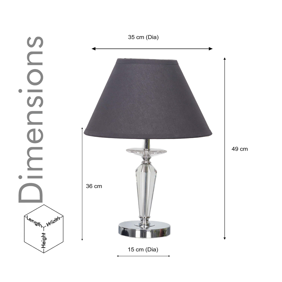VISO Chrome Finish Metal And Clear Crystal Glass Table Lamp With Cotton Shade
