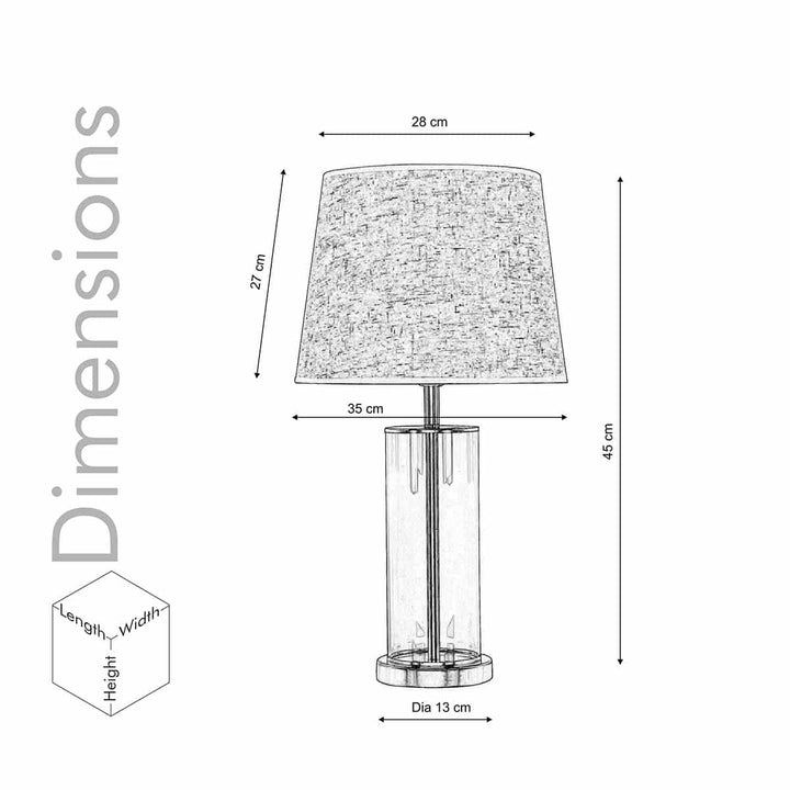 Echo USB Rechargeable Glass Table Lamp in Brass Finish With Fabric Shade