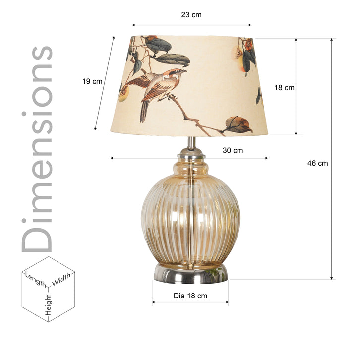 IDONIA Nickel and Amber Finish Table Lamp With White Shade