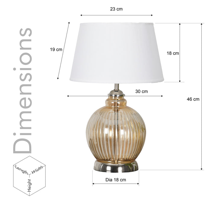 Idonia Nickel and Amber Finish Table Lamp With White Shade