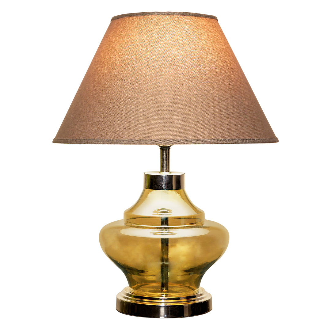 JEMMA Smoke and Nickel Finish Table Lamp With Cotton Shade
