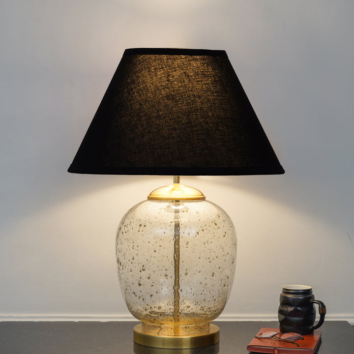SECRET Water Droplets On Glass And Metal Big Table Lamp With Cotton Shade