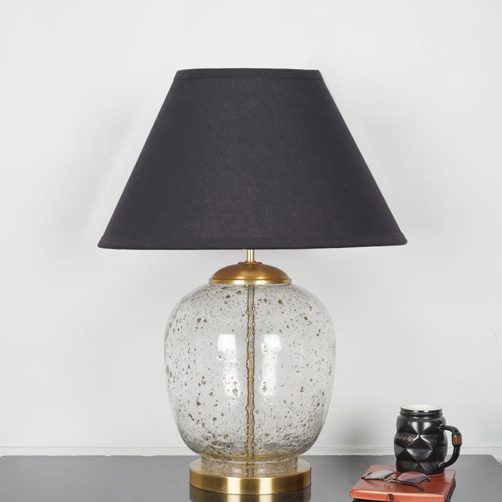 SECRET Water Droplets On Glass And Metal Big Table Lamp With Cotton Shade