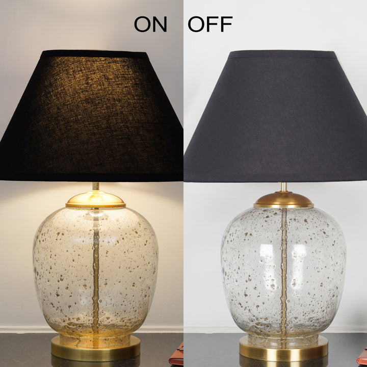 SECRET Water Droplets On Glass And Metal Big Table Lamp With Cotton Shade
