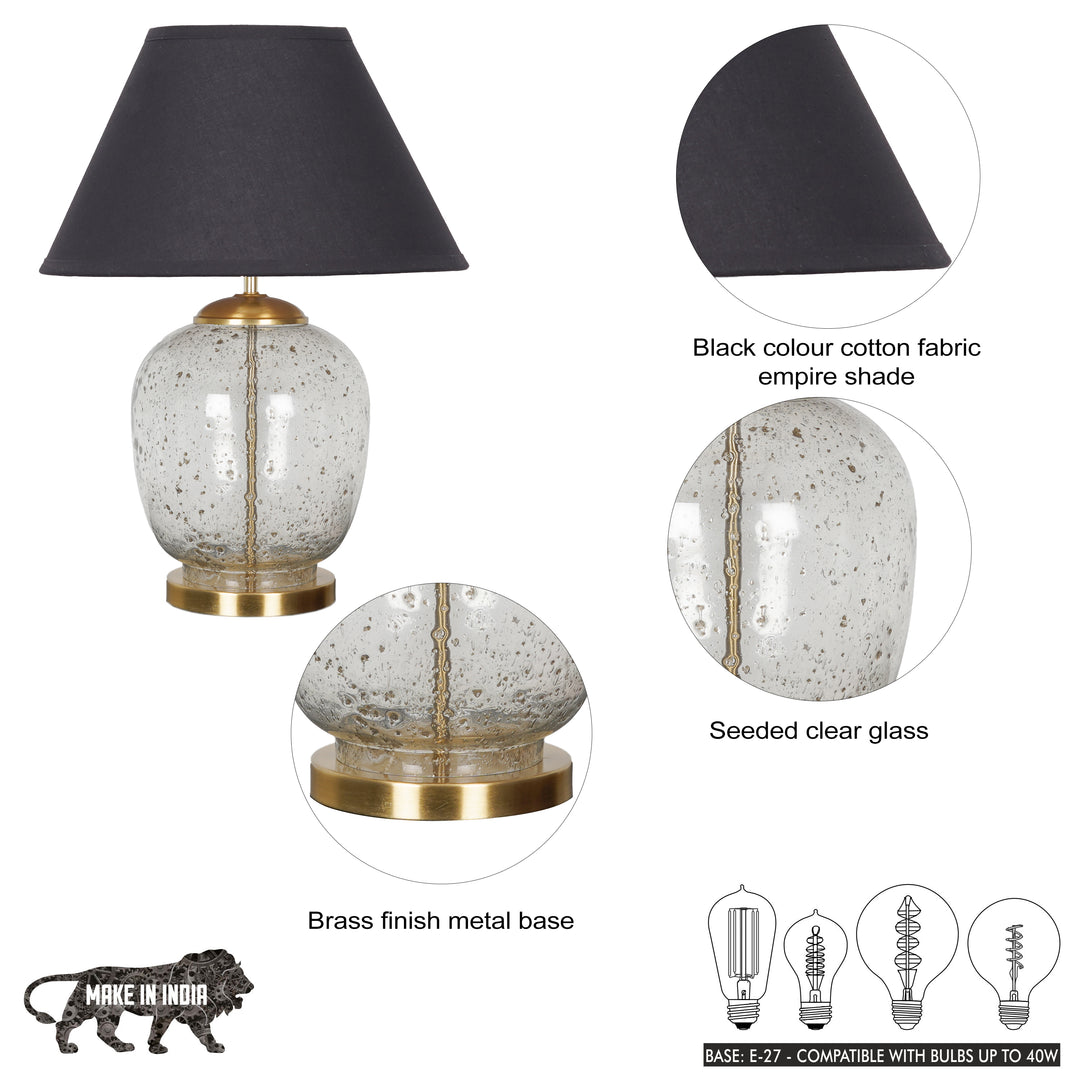 SECRET Water Droplets On Glass And Metal Big Table Lamp With Cotton Shade