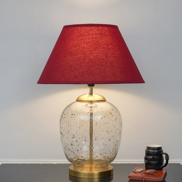 SECRET Water Droplets On Glass And Metal Big Table Lamp With Cotton Shade