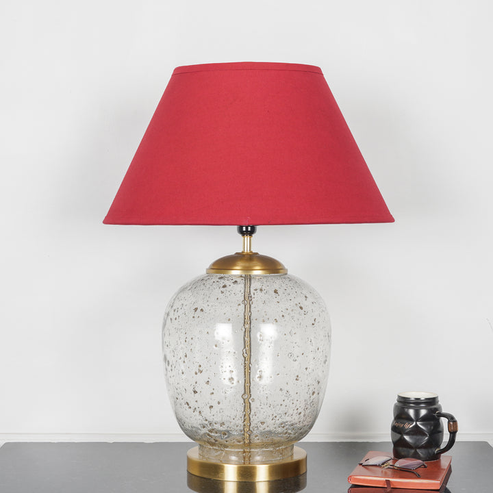 SECRET Water Droplets On Glass And Metal Big Table Lamp With Cotton Shade