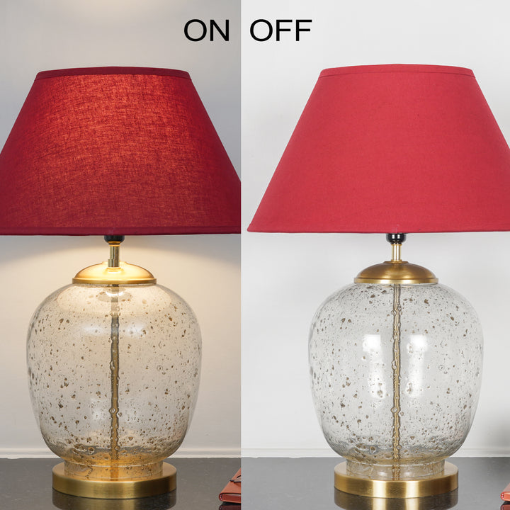 SECRET Water Droplets On Glass And Metal Big Table Lamp With Cotton Shade