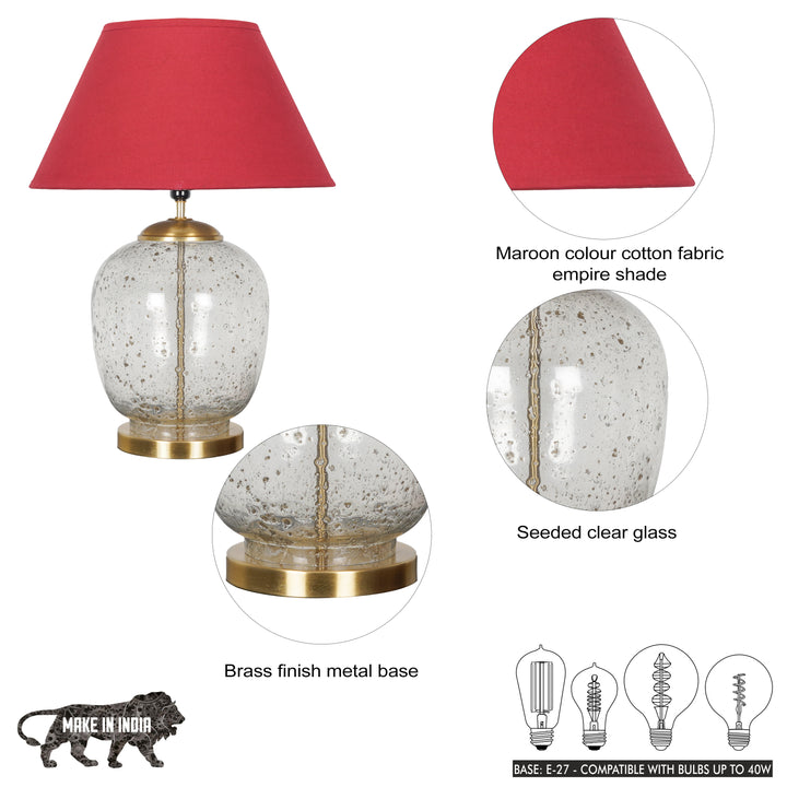 SECRET Water Droplets On Glass And Metal Big Table Lamp With Cotton Shade