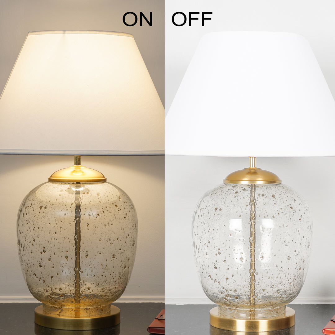 SECRET Water Droplets On Glass And Metal Big Table Lamp With Cotton Shade