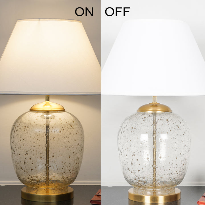 SECRET Water Droplets On Glass And Metal Big Table Lamp With Cotton Shade