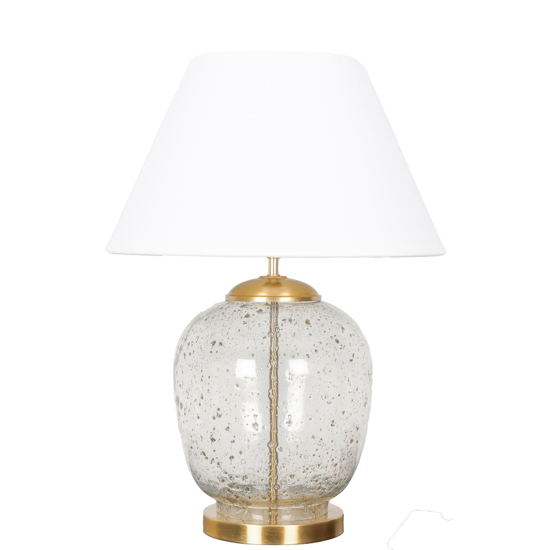 SECRET Water Droplets On Glass And Metal Big Table Lamp With Cotton Shade