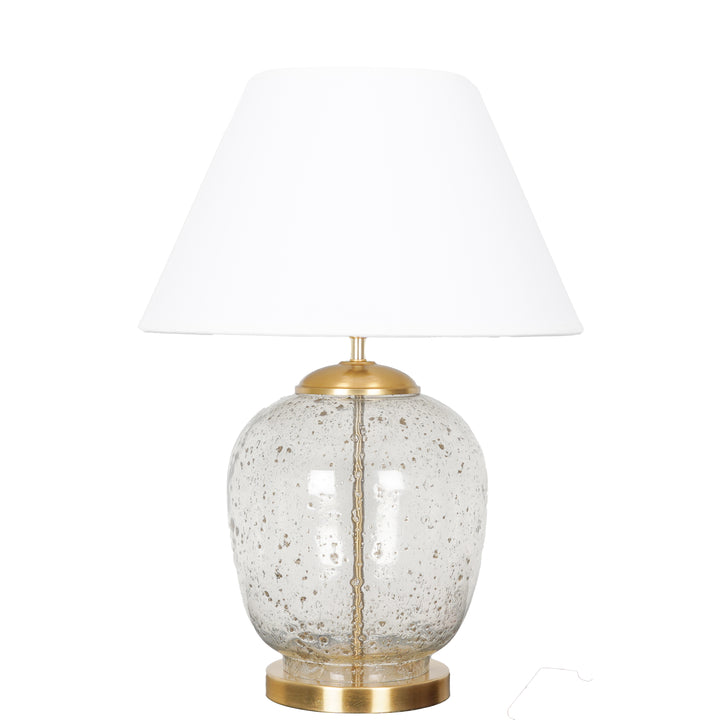SECRET Water Droplets On Glass And Metal Big Table Lamp With Cotton Shade