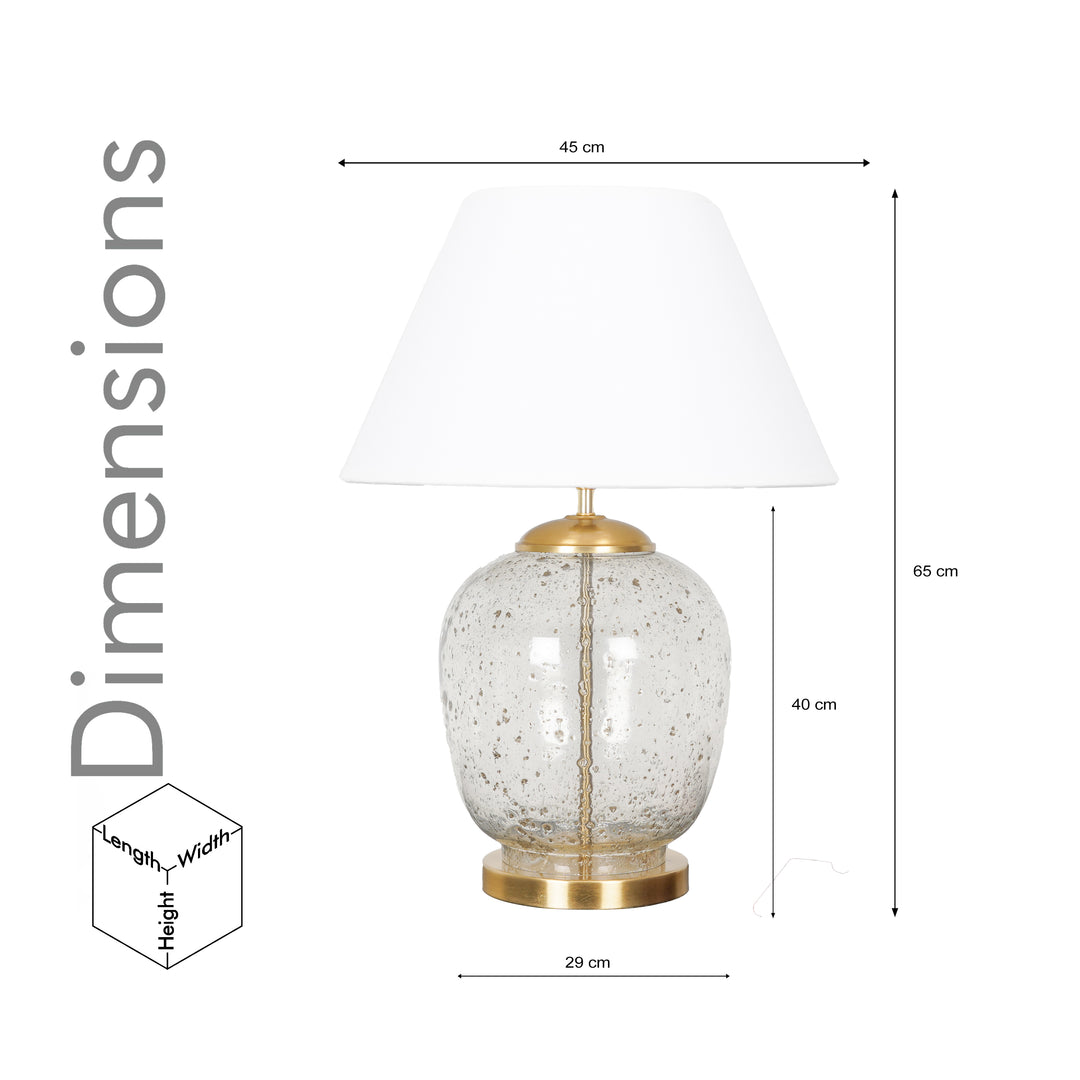 SECRET Water Droplets On Glass And Metal Big Table Lamp With Cotton Shade