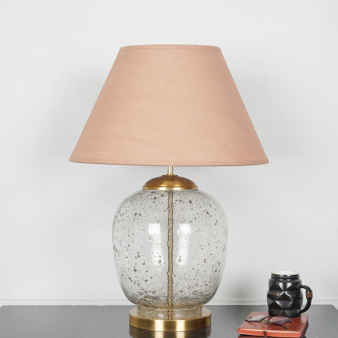 SECRET Water Droplets On Glass And Metal Big Table Lamp With Cotton Shade