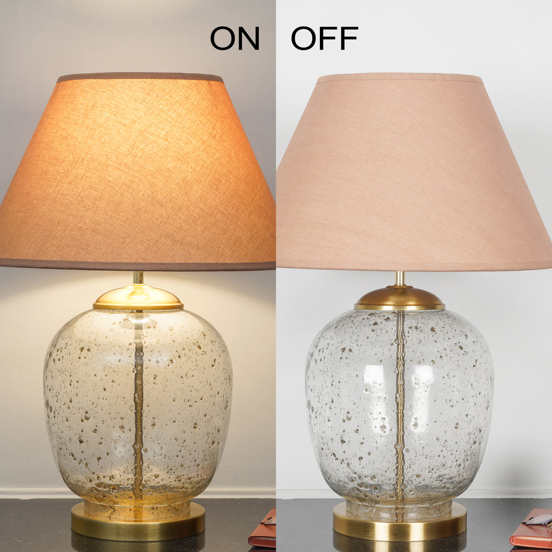 SECRET Water Droplets On Glass And Metal Big Table Lamp With Cotton Shade
