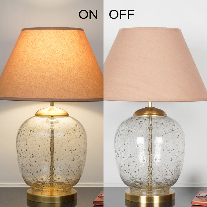 SECRET Water Droplets On Glass And Metal Big Table Lamp With Cotton Shade