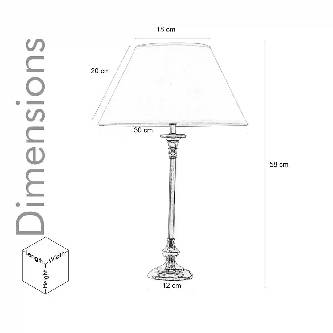 FITZROY Chrome Finish Metal Table Lamp With Cotton White Shade