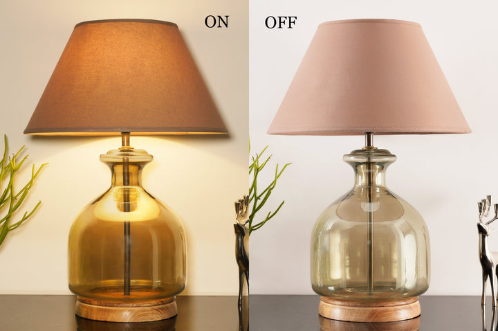 ALPER Smoke Luster Glass Table Lamp With Cotton Shade