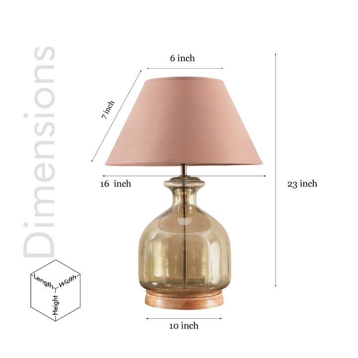 ALPER Smoke Luster Glass Table Lamp With Cotton Shade