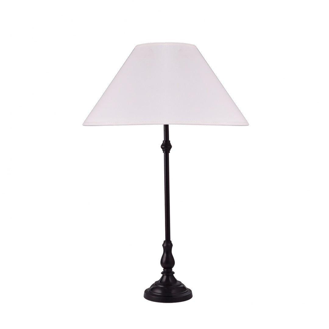 Maya Black Finish Metal Table Lamp With Cotton Shade