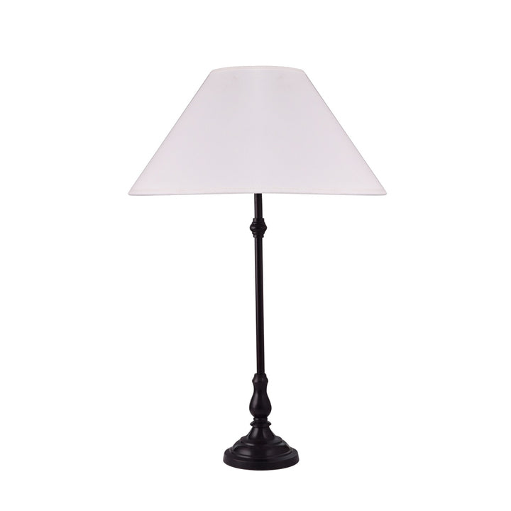 Maya Black Finish Metal Table Lamp With Cotton Shade