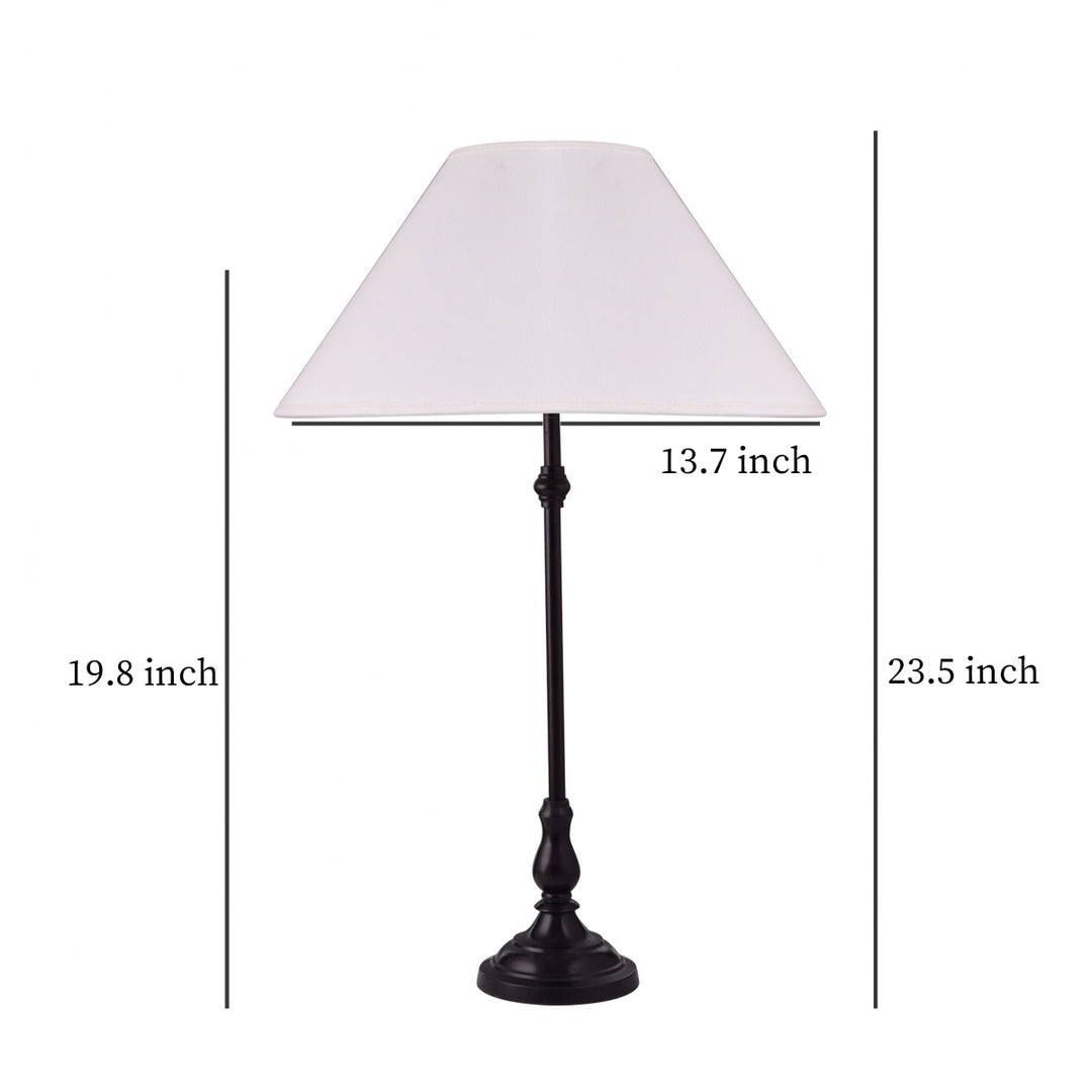 Maya Black Finish Metal Table Lamp With Cotton Shade