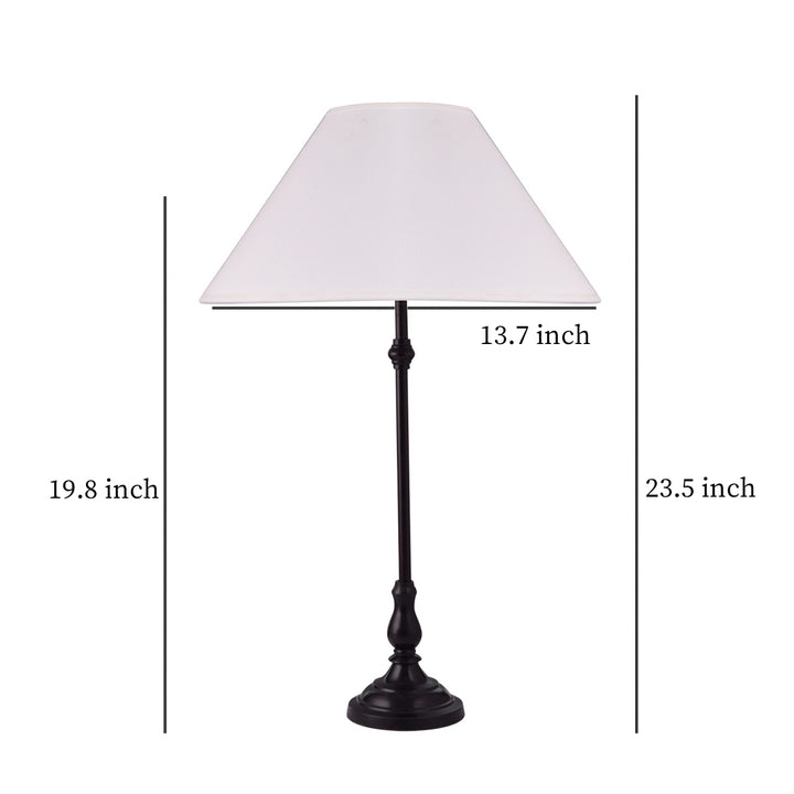 Maya Black Finish Metal Table Lamp With Cotton Shade