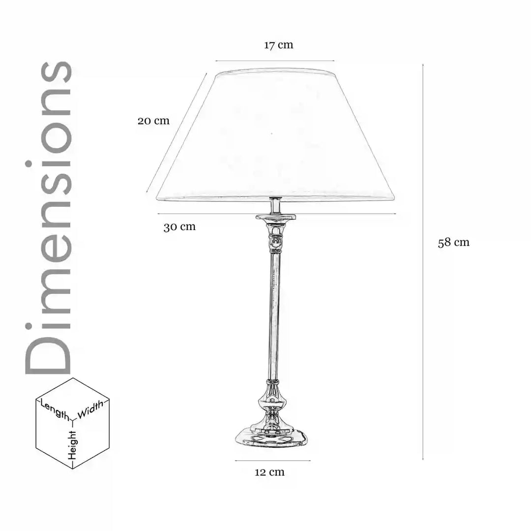Evelyn Chrome Metal Table Lamp With Cotton White Shade