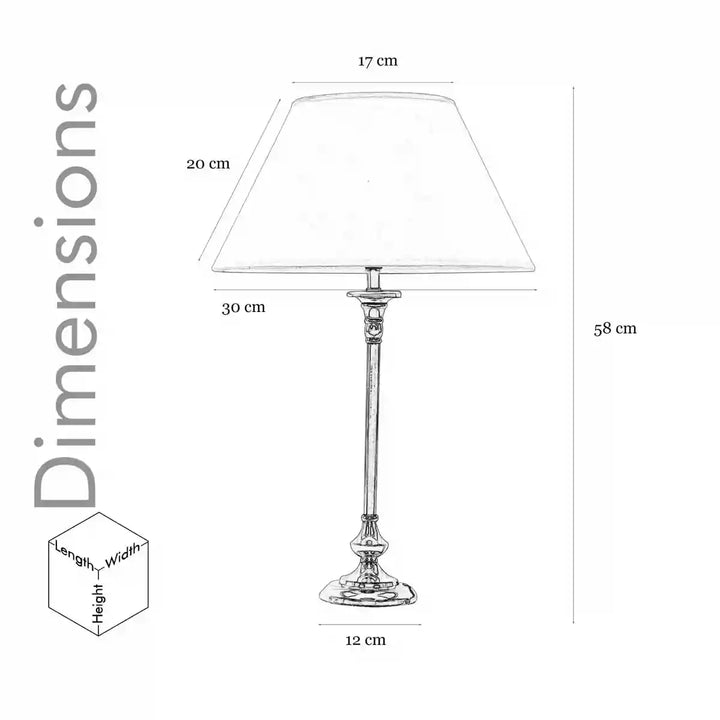 Evelyn Chrome Metal Table Lamp With Cotton White Shade
