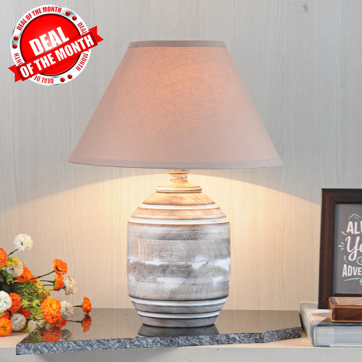 Bradbury natural carved wood table lamp