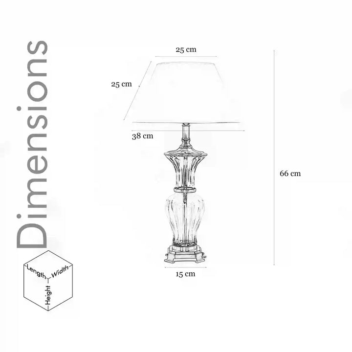 Dalston Brass and Laid Glass Table Lamp With White Cotton Shade