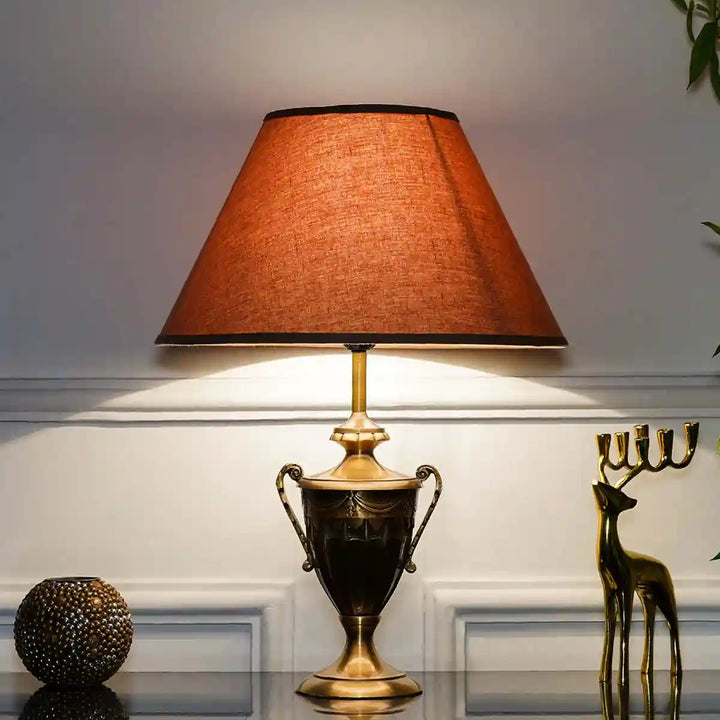 Iffley Brass Table Lamp With Beige Cotton Shade