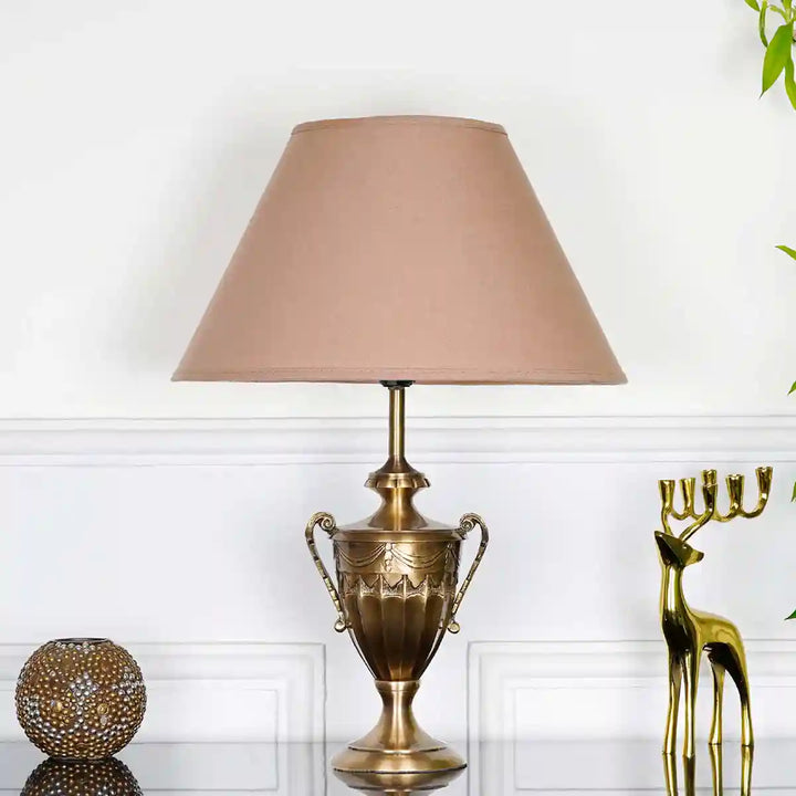 Iffley Brass Table Lamp With Beige Cotton Shade