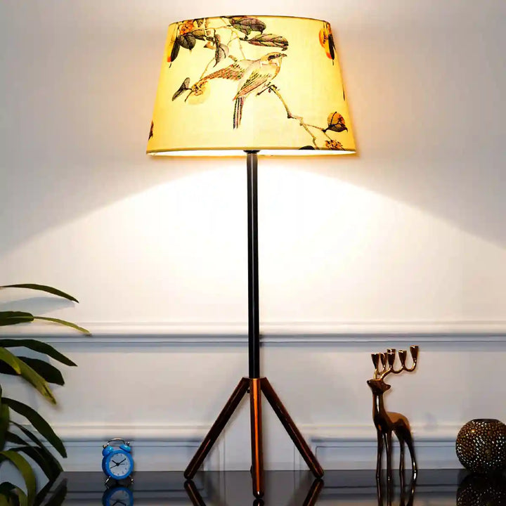 Mizuko Matte Black and Copper Table Lamp With White Cotton Shade